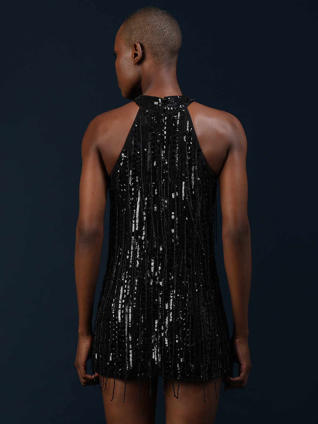 Marquee Fringe Detail Halter Neck Dress