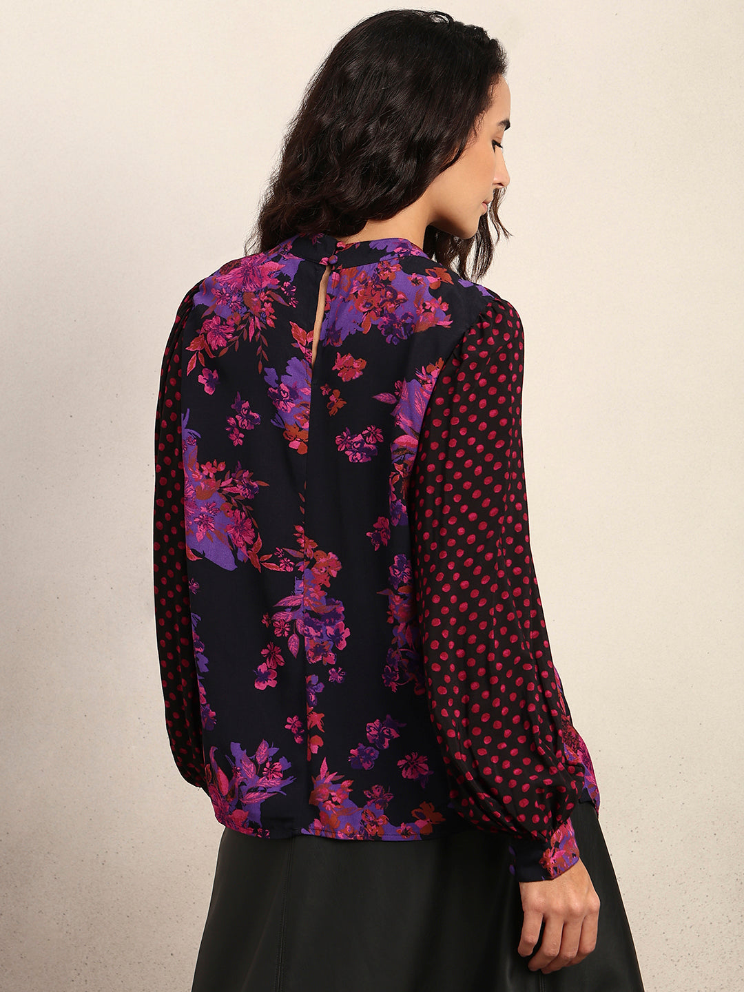 Black Floral Print Top