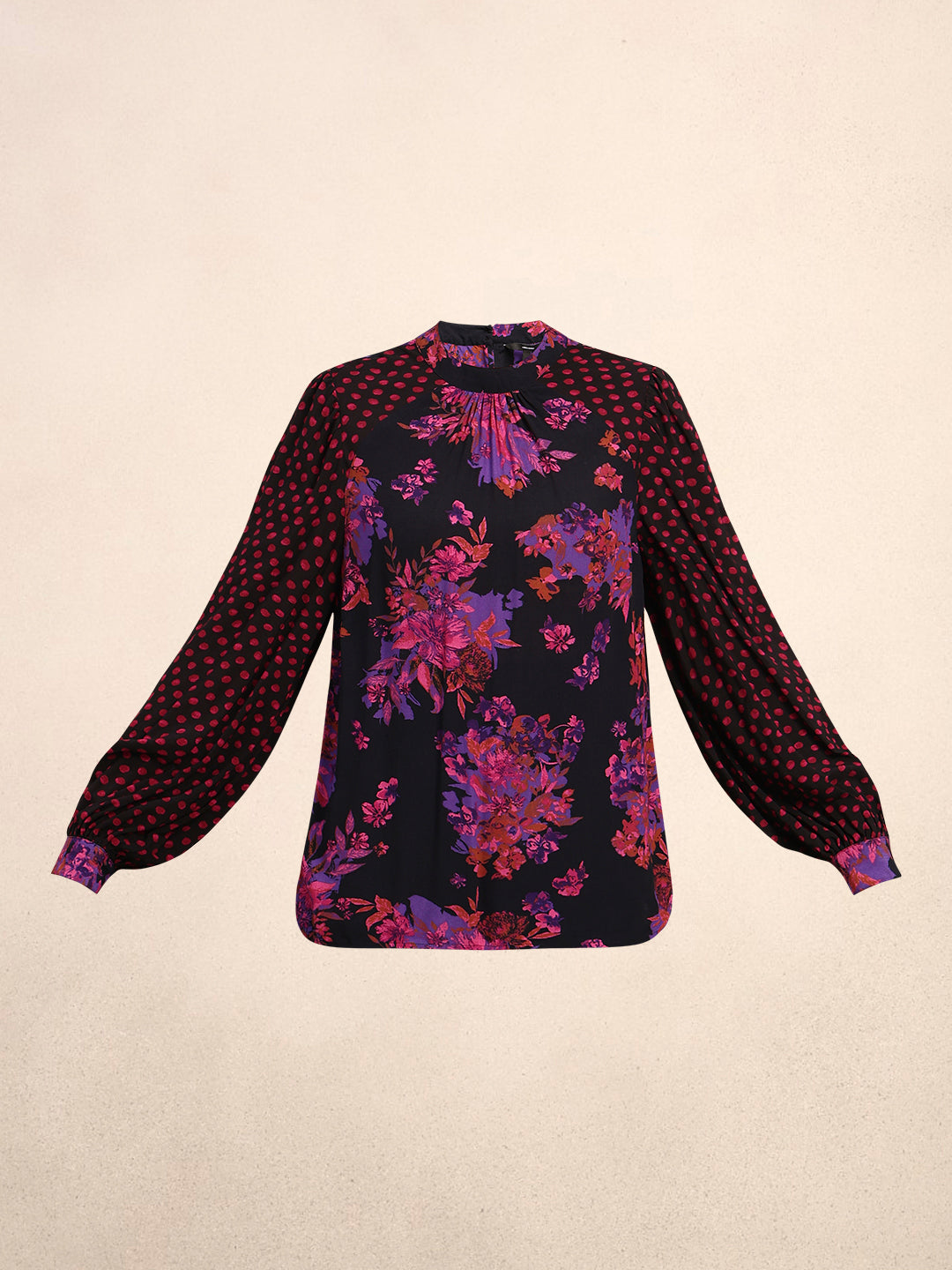 Black Floral Print Top