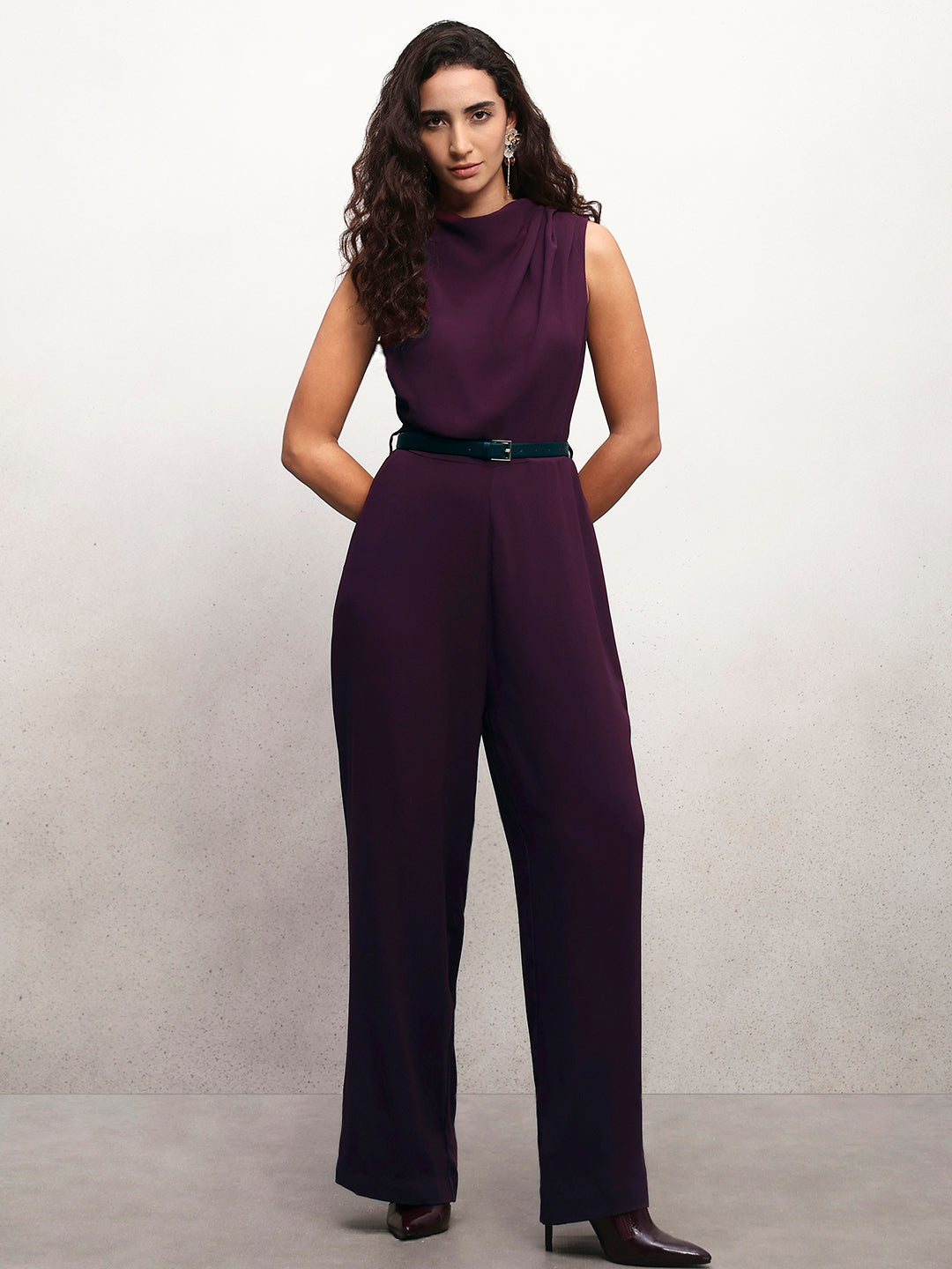 Mock Neck Sleeveless Jumpsuit