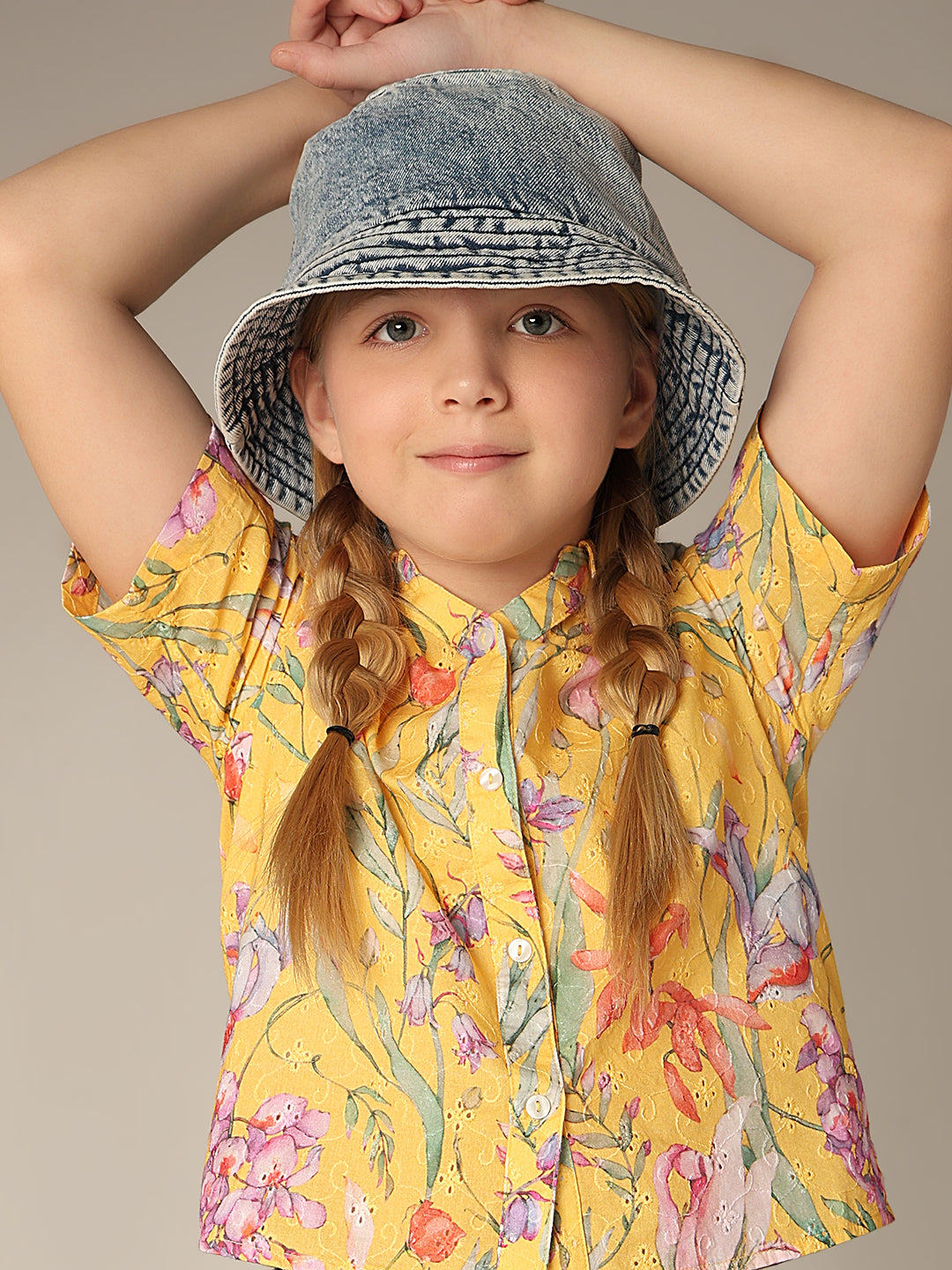 GIRL Yellow Floral Cotton Shirt