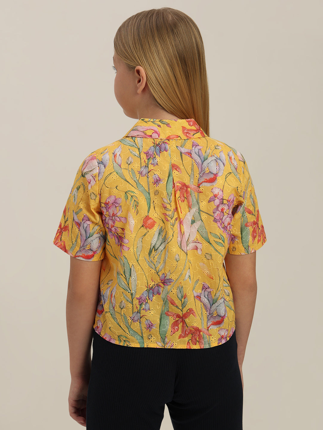 GIRL Yellow Floral Cotton Shirt