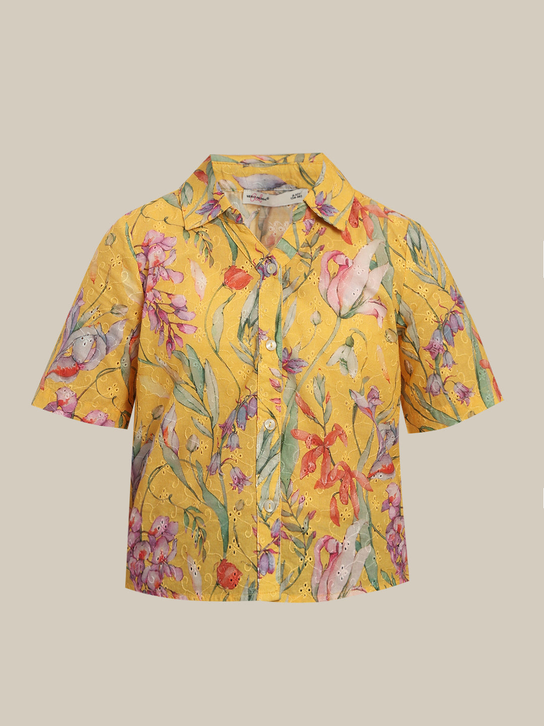 GIRL Yellow Floral Cotton Shirt