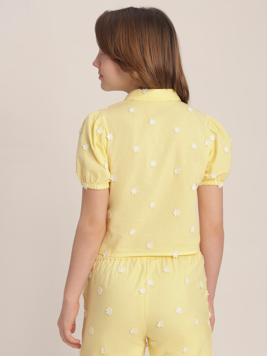 Girls Floral Embroidered Shirt