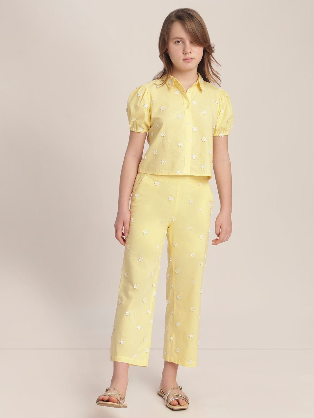 Girls Floral Embroidered Shirt