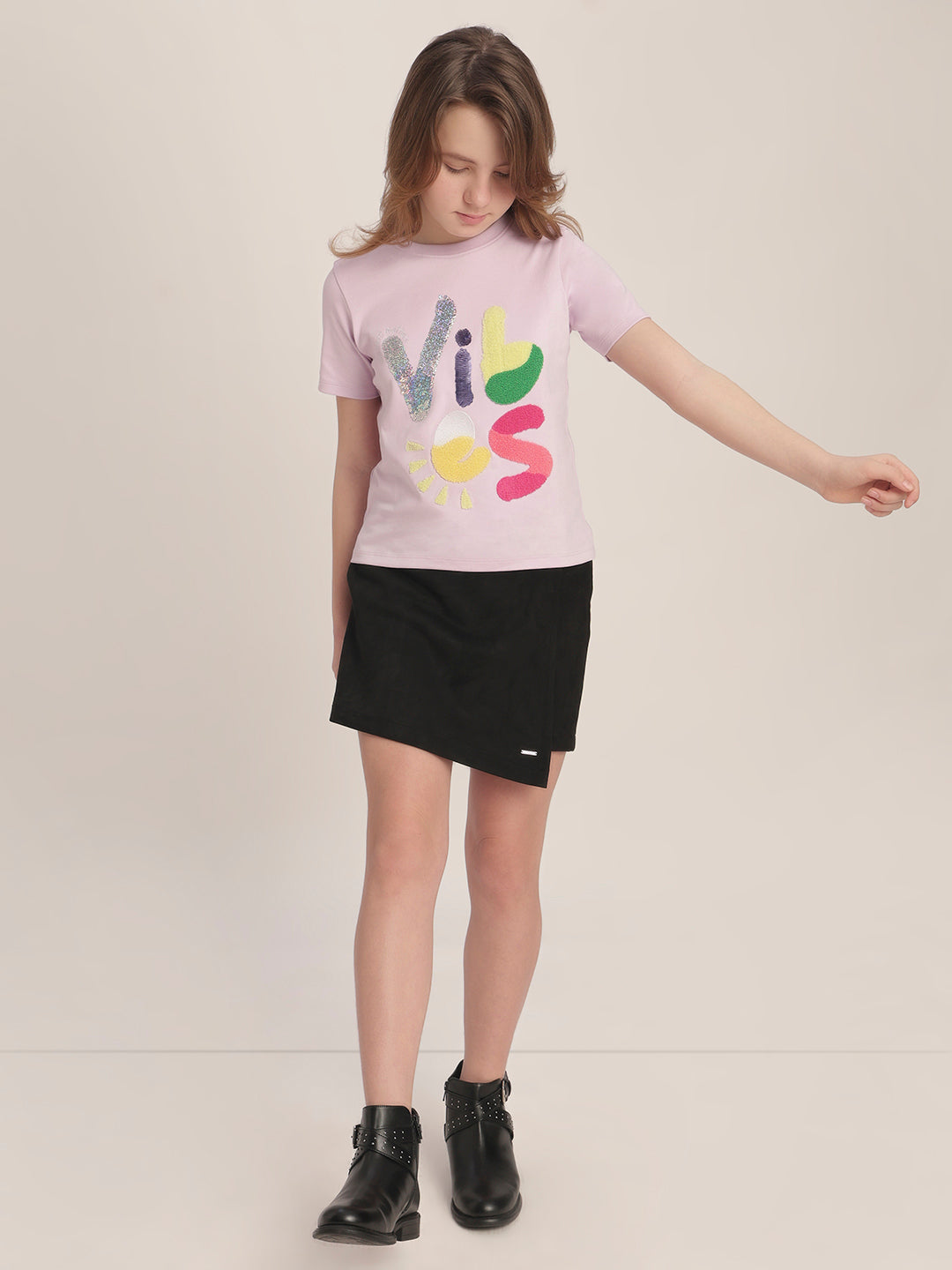 Girls Orchid Printed T-shirt