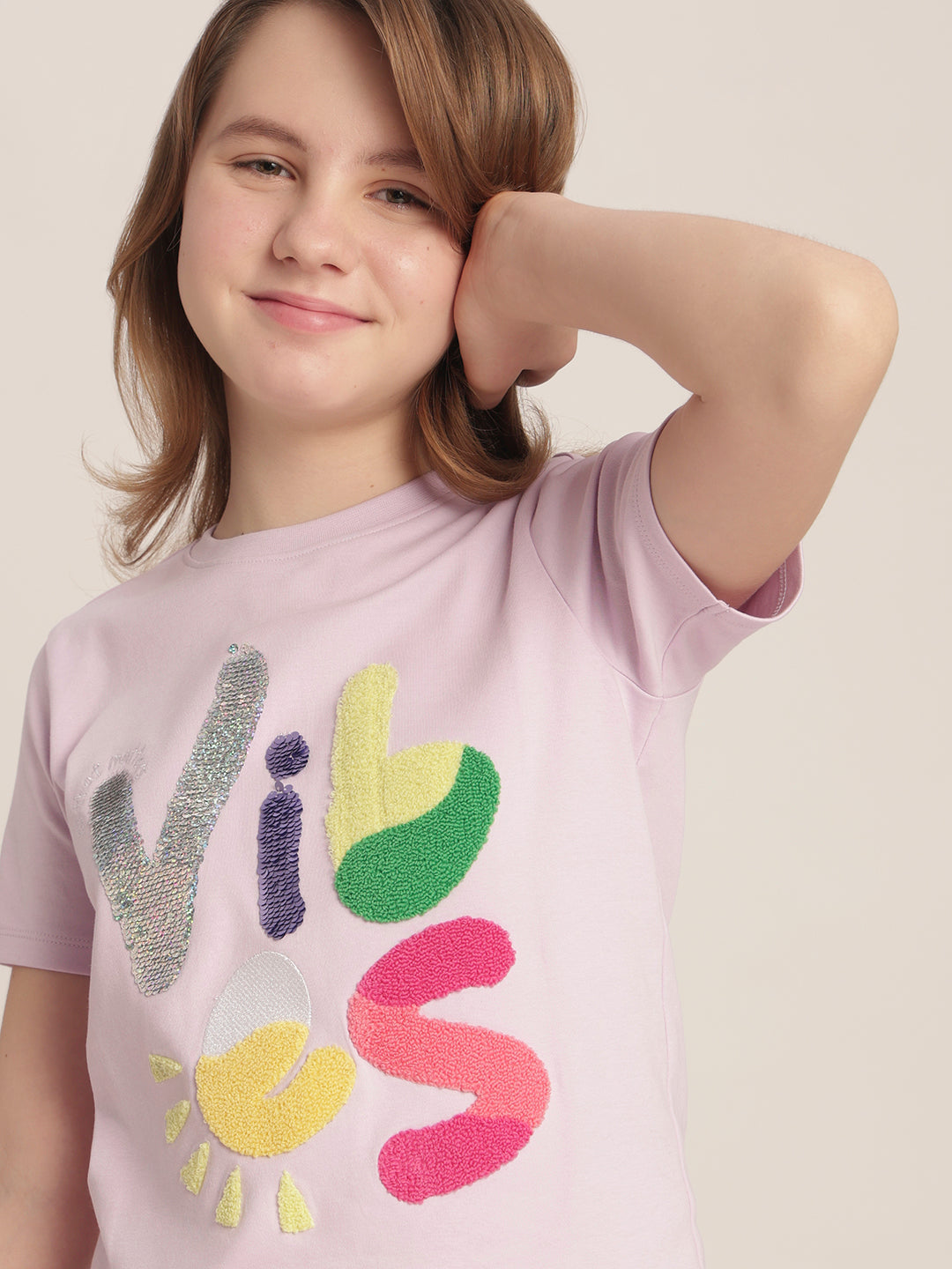 Girls Orchid Printed T-shirt