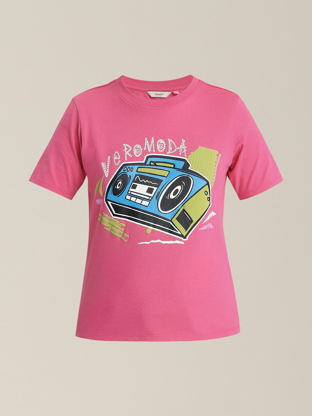 Girls Bright Pink Printed T-shirt