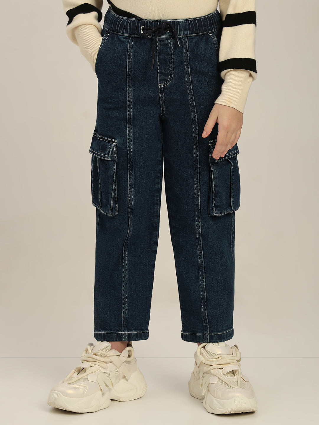 GIRLS Mom Fit Cargo Jeans