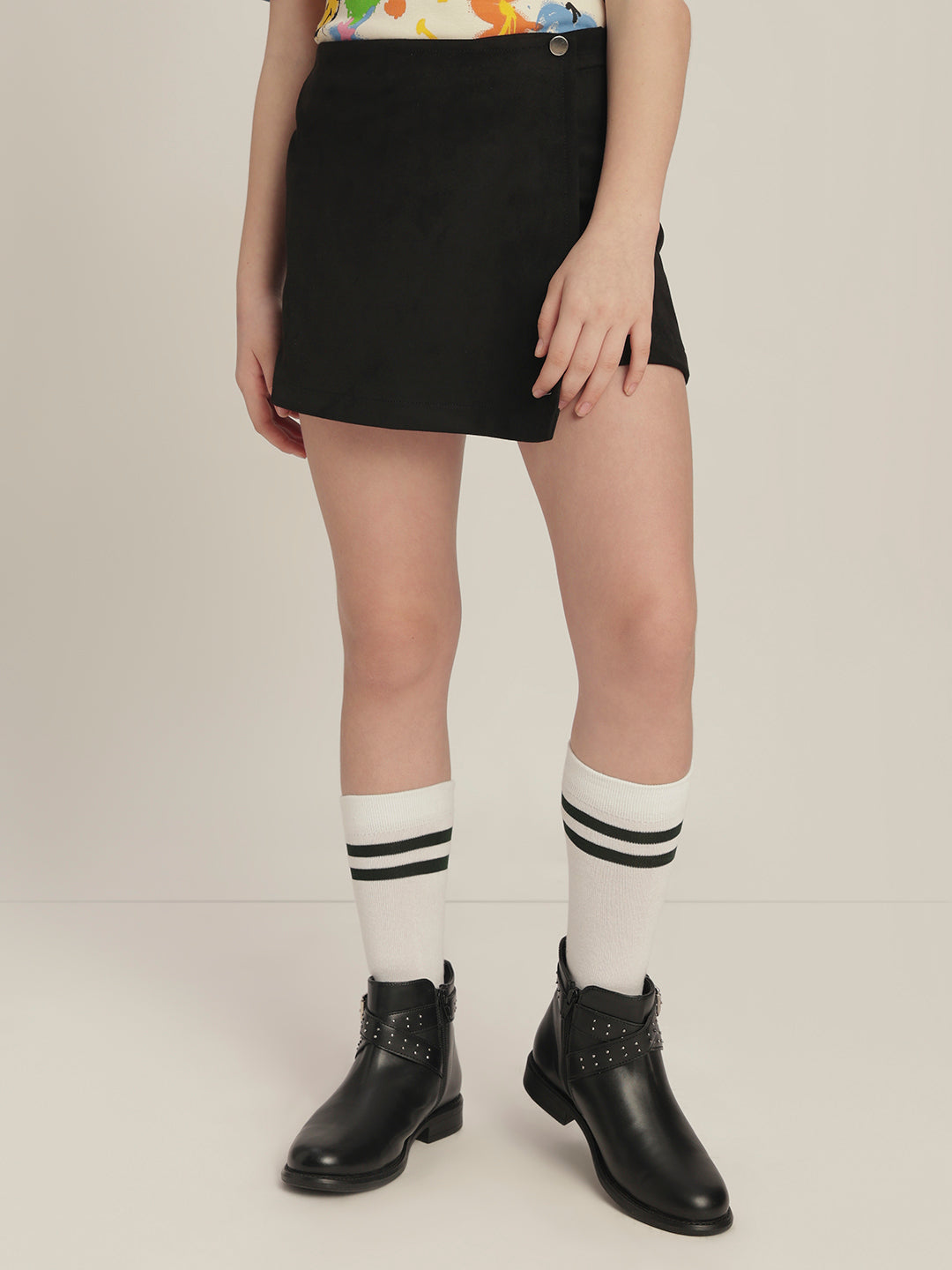 Girls Black Mini Skort