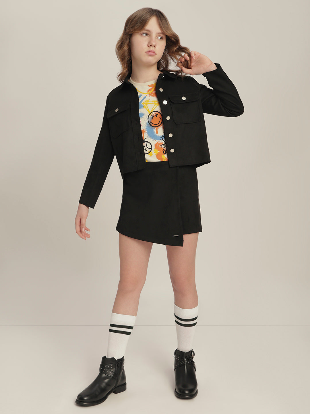 Girls Black Mini Skort