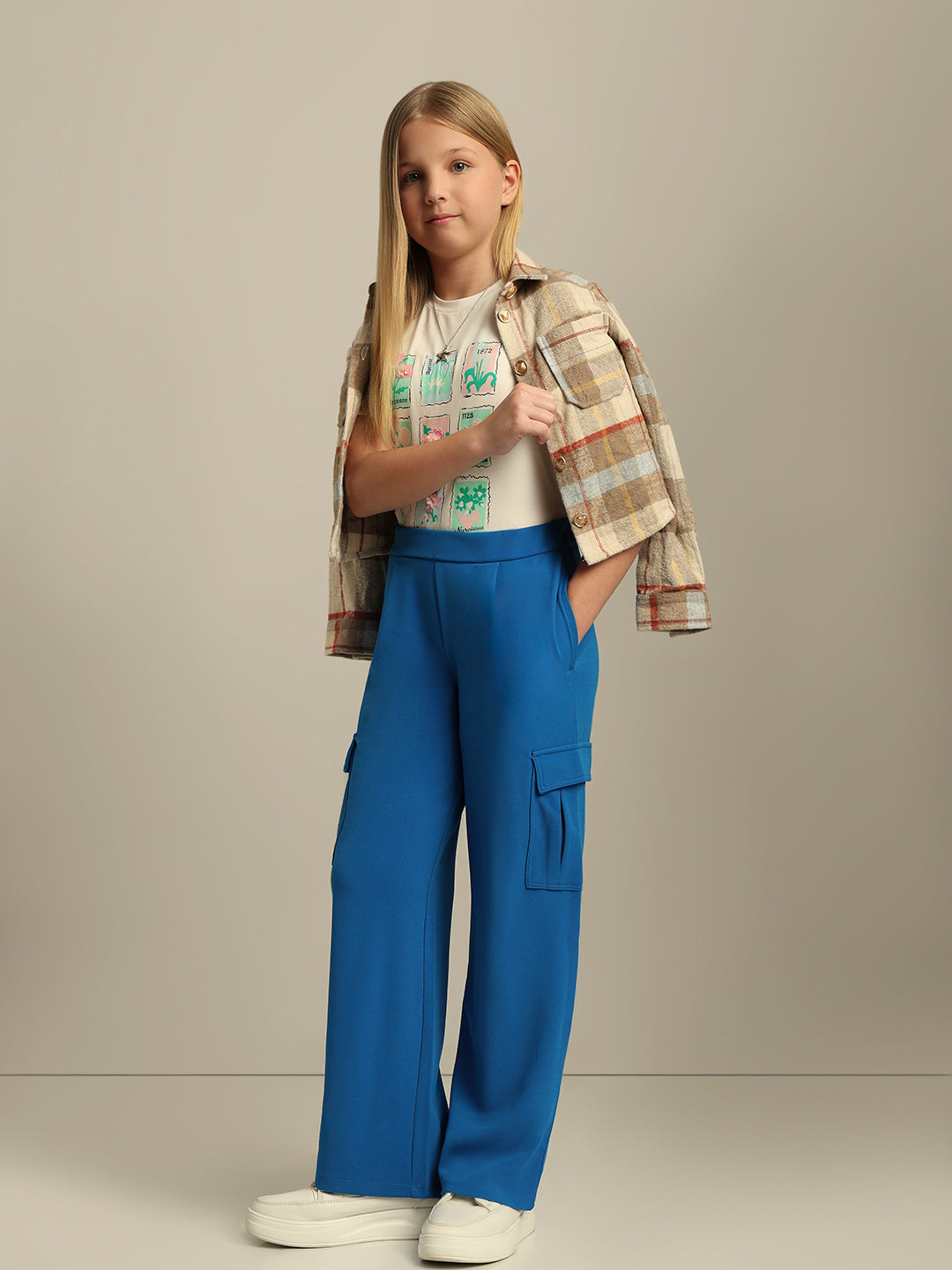 Girls Blue Cargo Pants