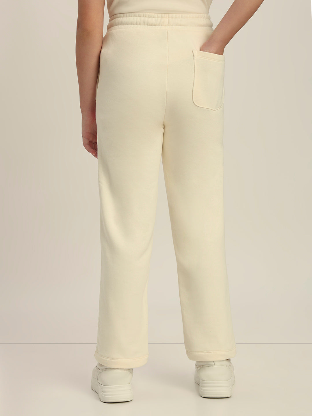 Girls Cream Fleece Joggers