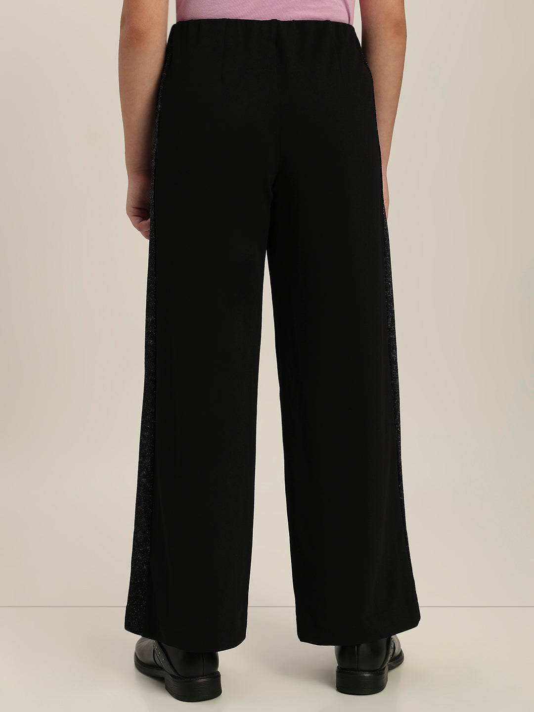 Girls Black Glitter Wide Leg Pants