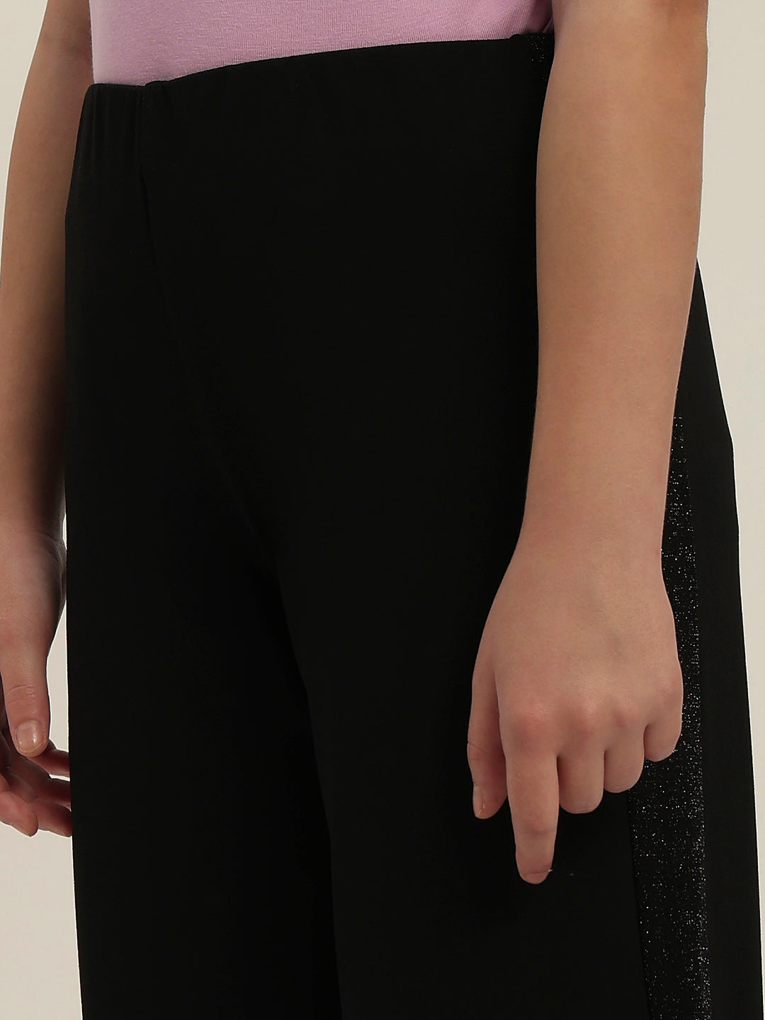 Girls Black Glitter Wide Leg Pants