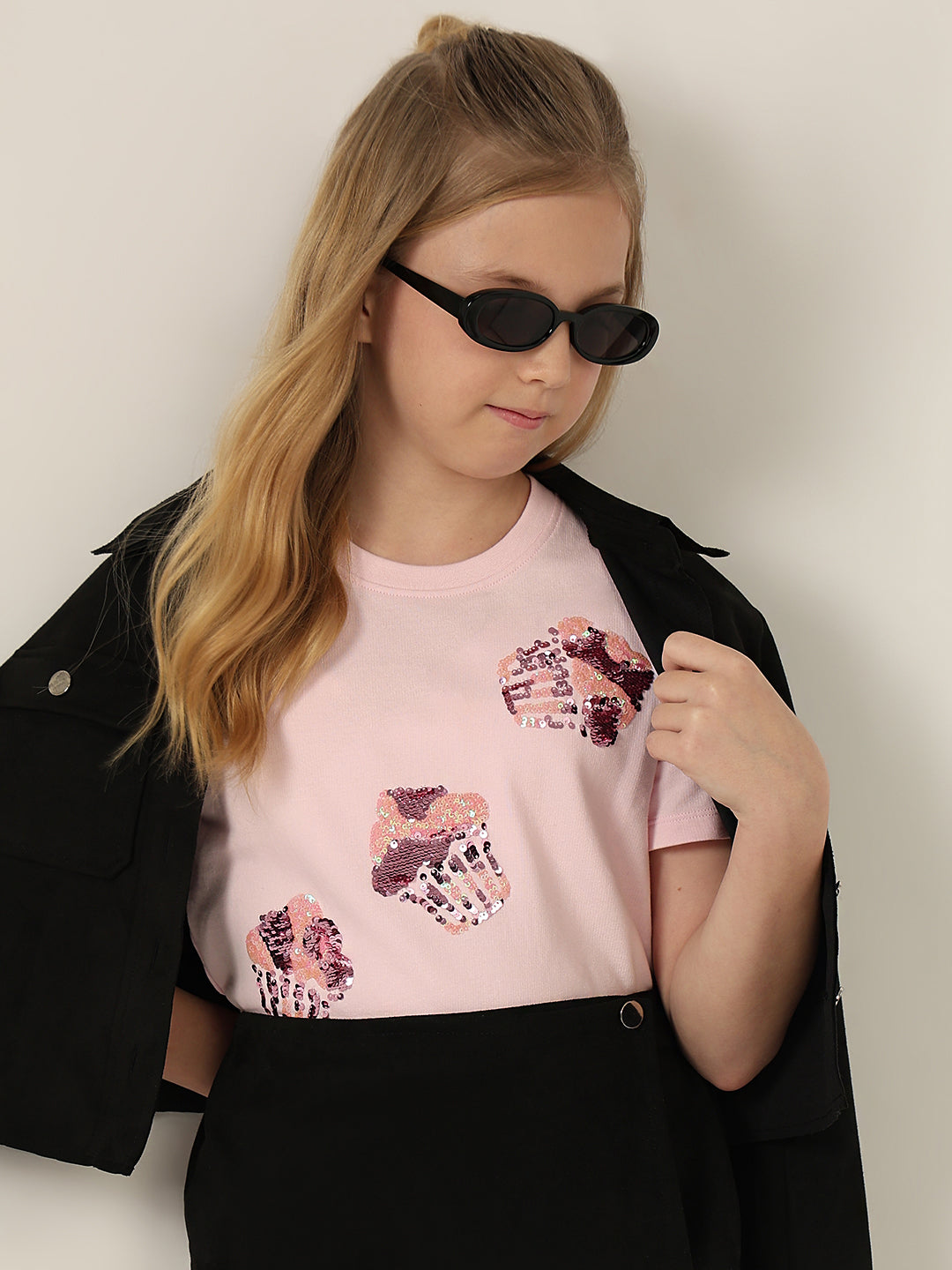 GIRLS Pink Cupcake Print T-shirt