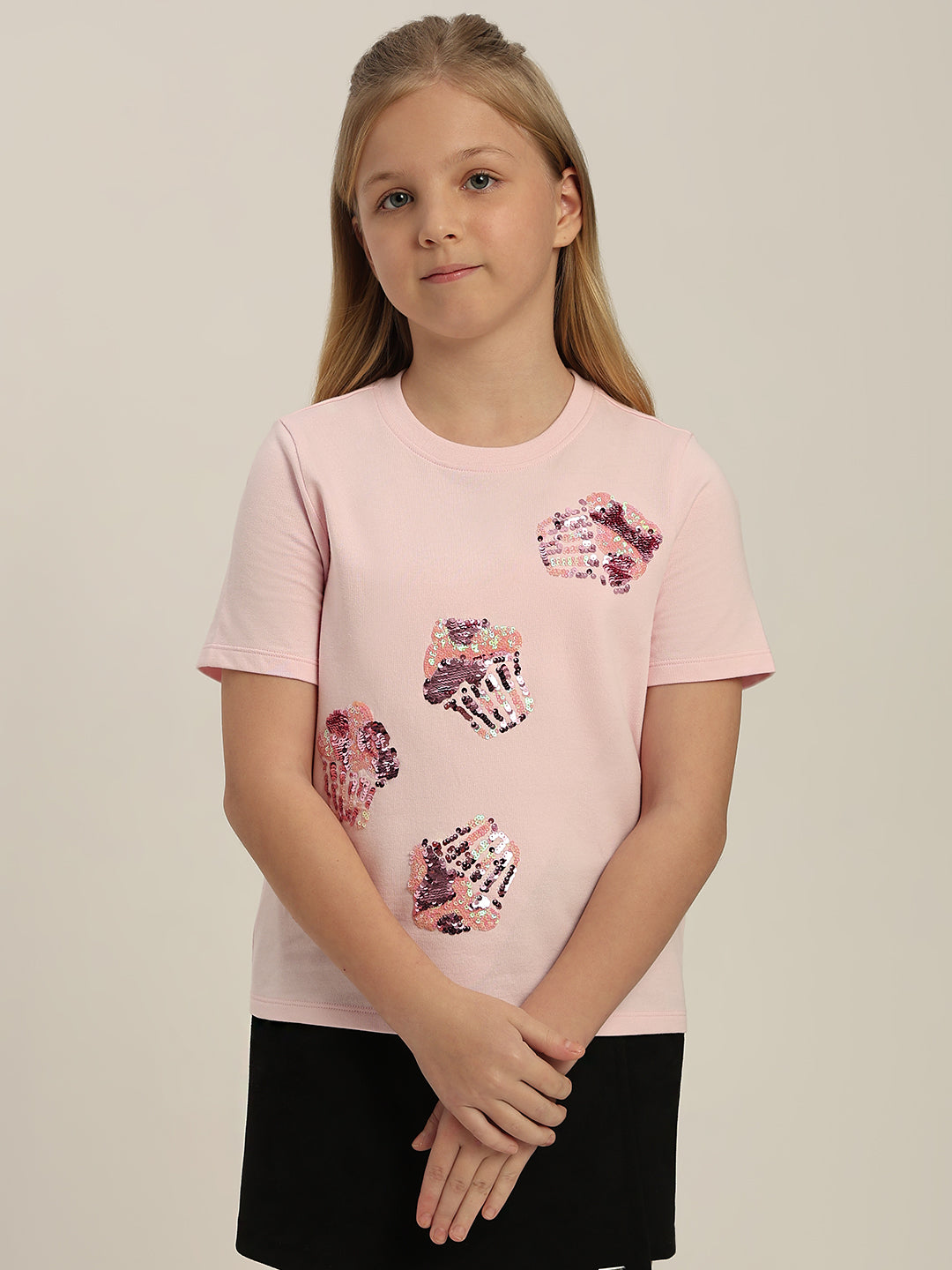 GIRLS Pink Cupcake Print T-shirt