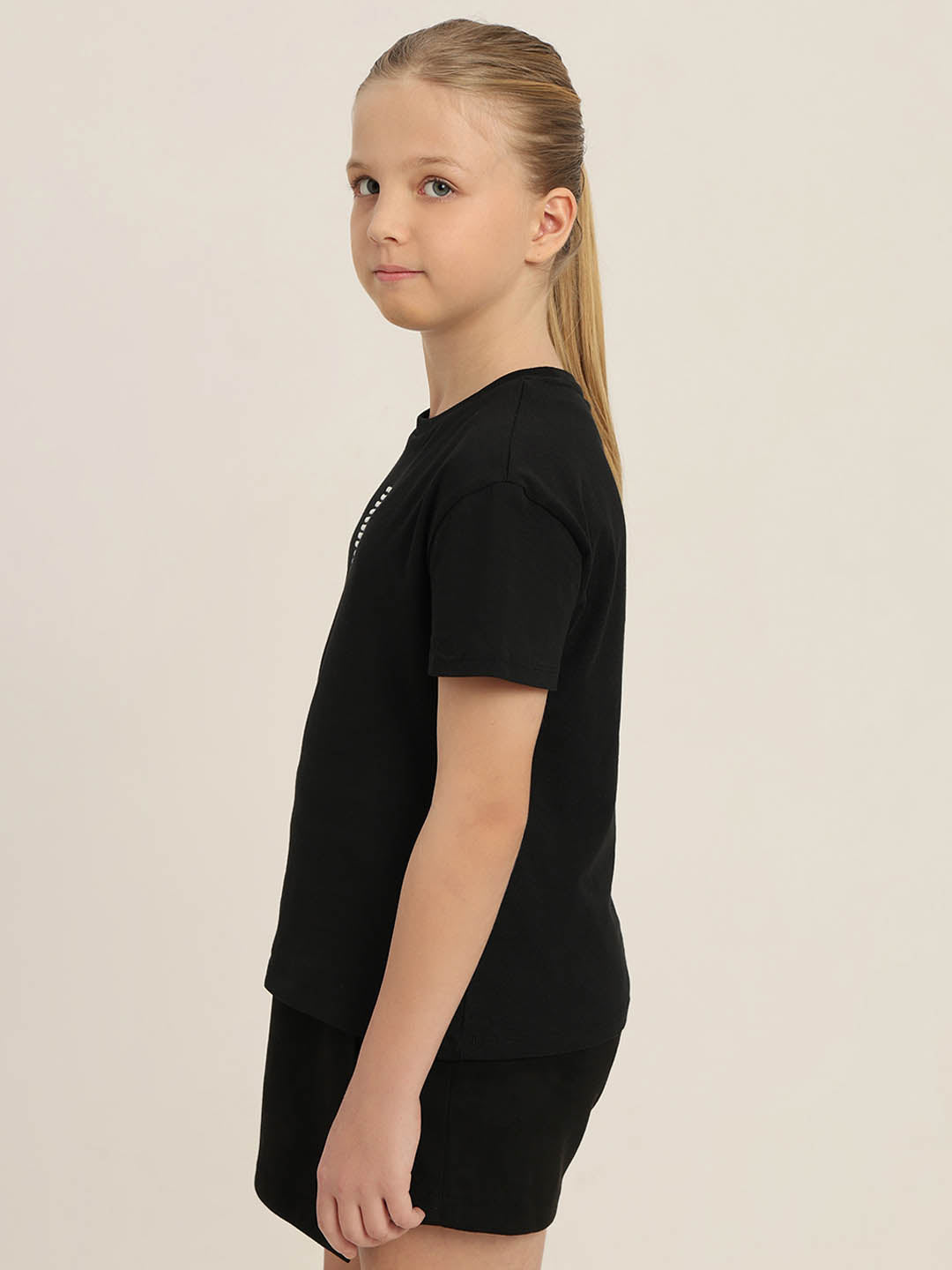GIRLS Black Embellished T-shirt