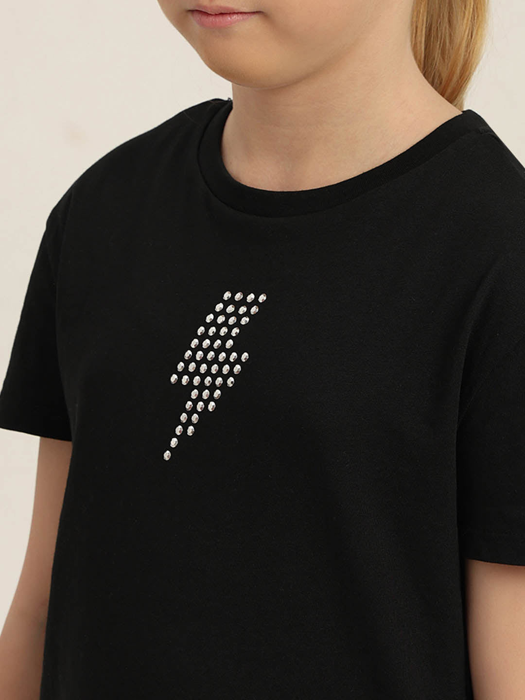 GIRLS Black Embellished T-shirt
