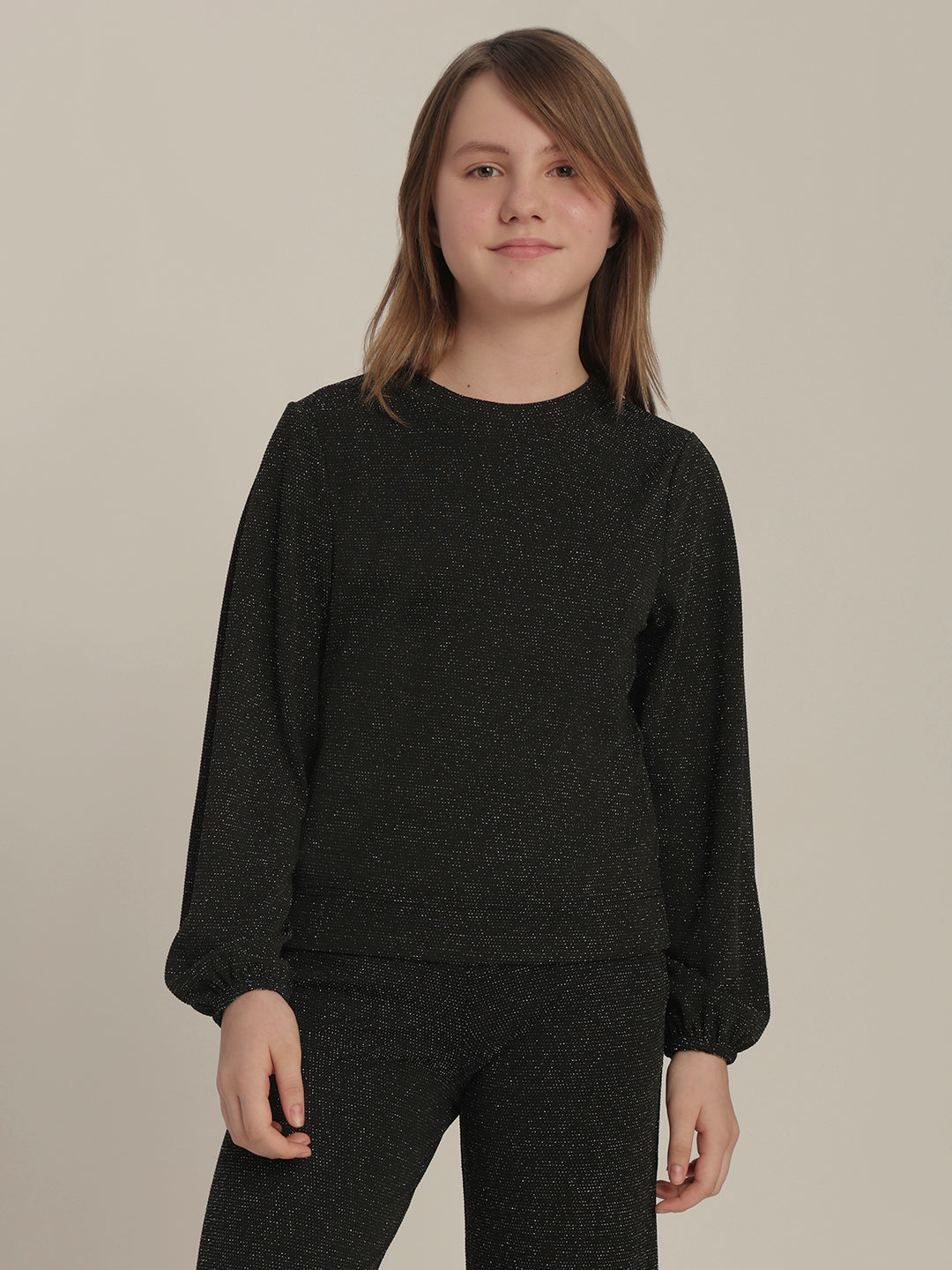 Girls Shimmer Full Sleeves Top