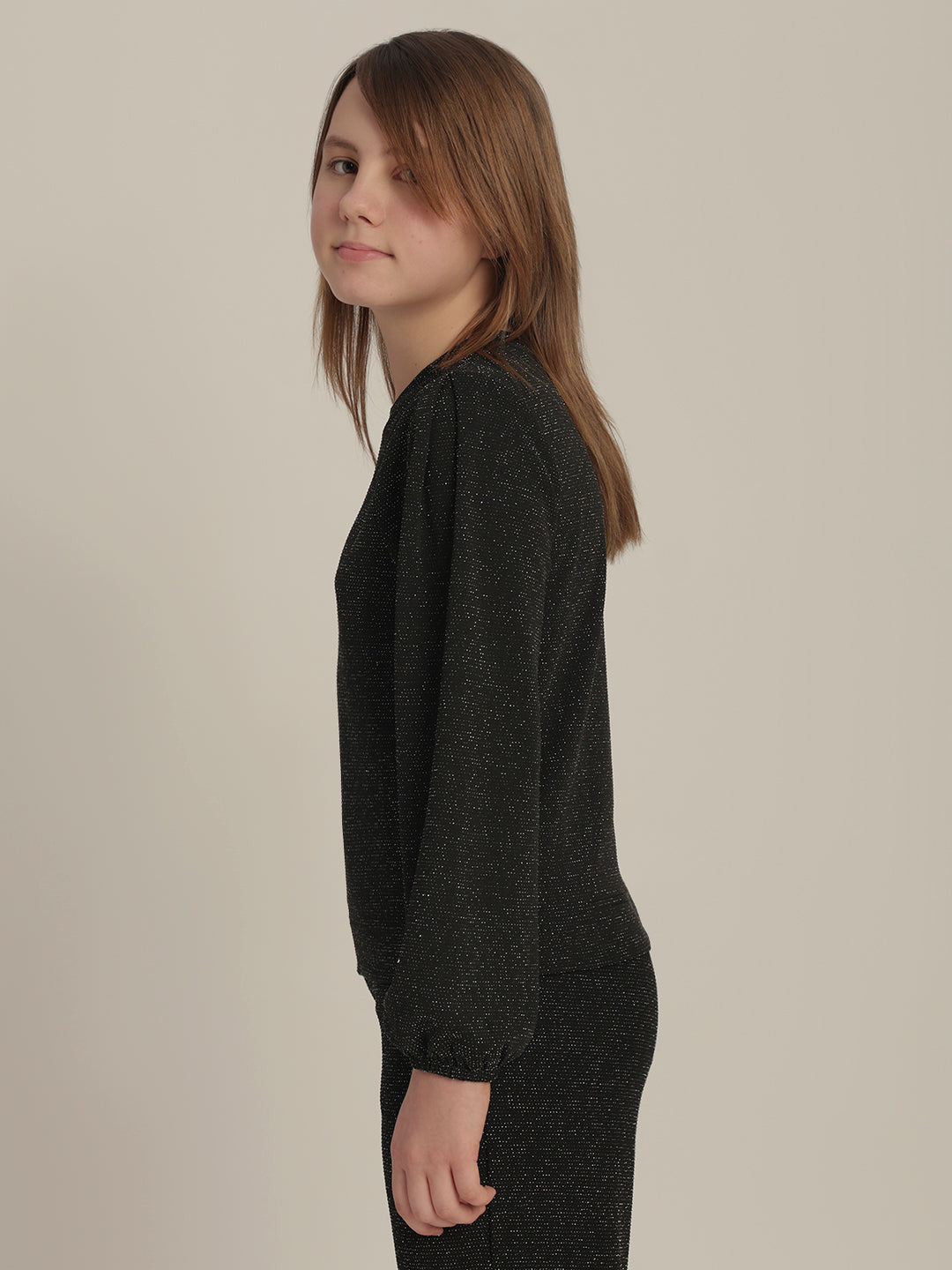 Girls Shimmer Full Sleeves Top