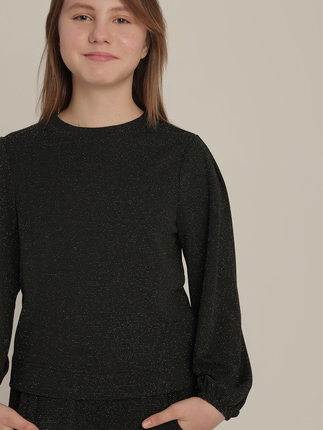 Girls Shimmer Full Sleeves Top