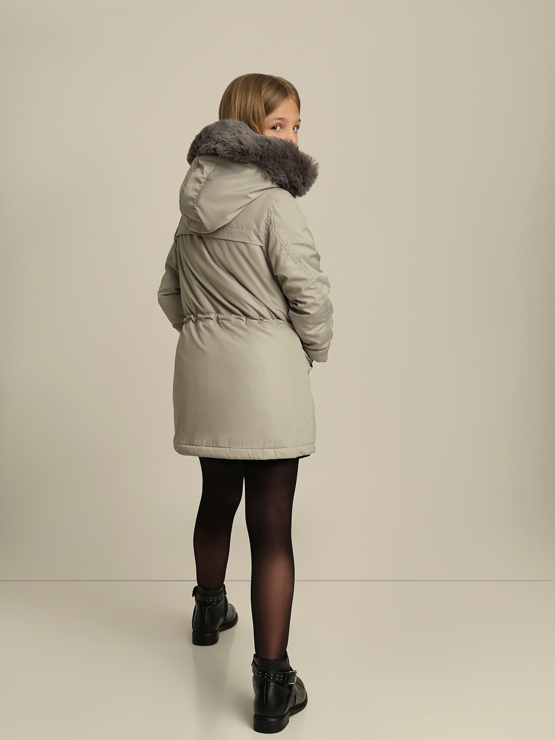 GIRLS Grey Parka Hooded Jacket