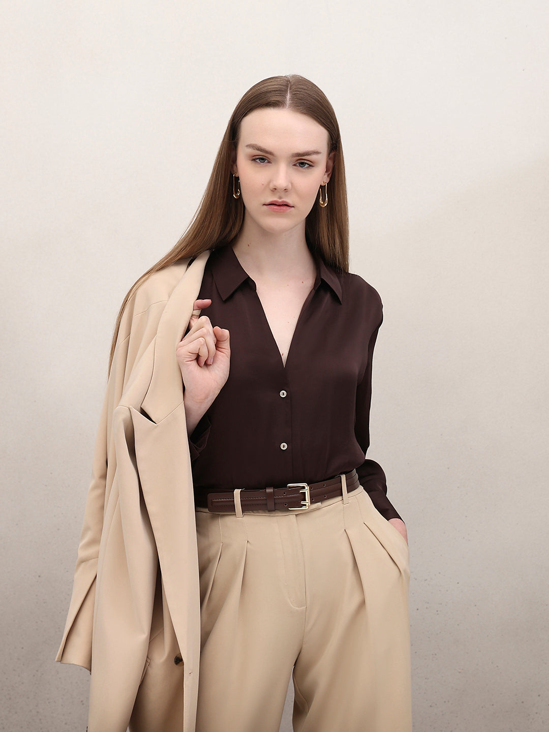 Brown Satin Shirt