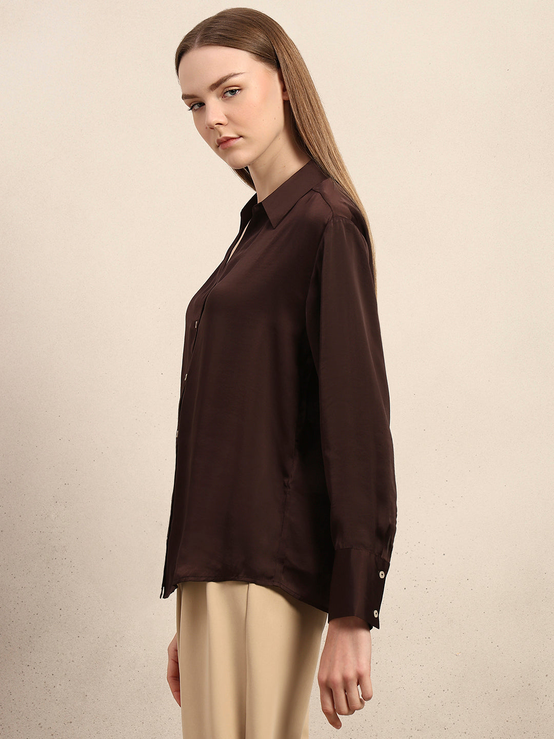 Brown Satin Shirt