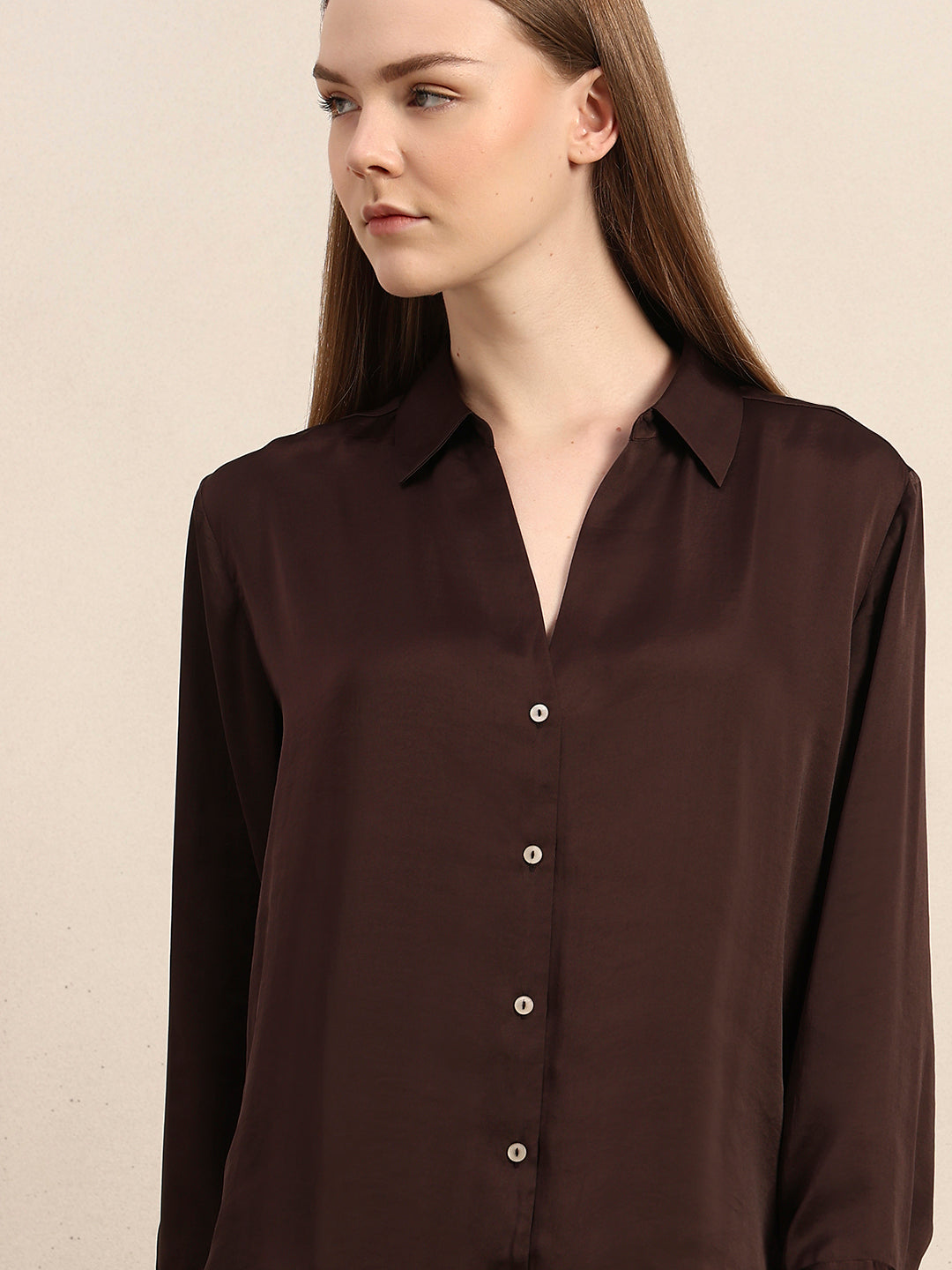 Brown Satin Shirt