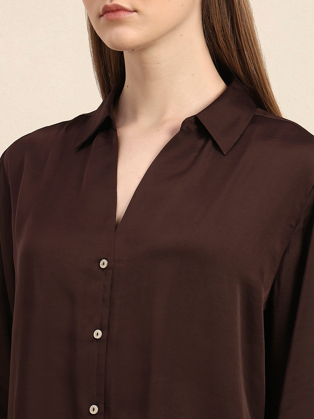 Brown Satin Shirt