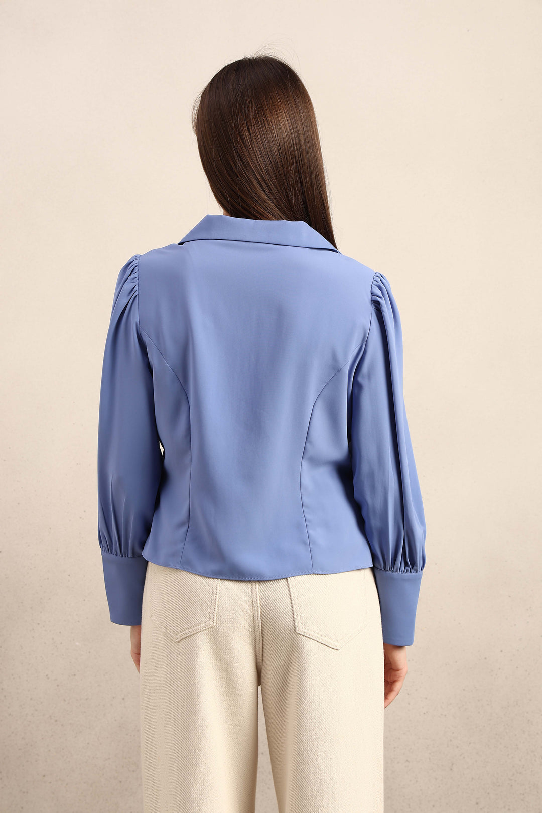 Blue Cuff Sleeves Shirt