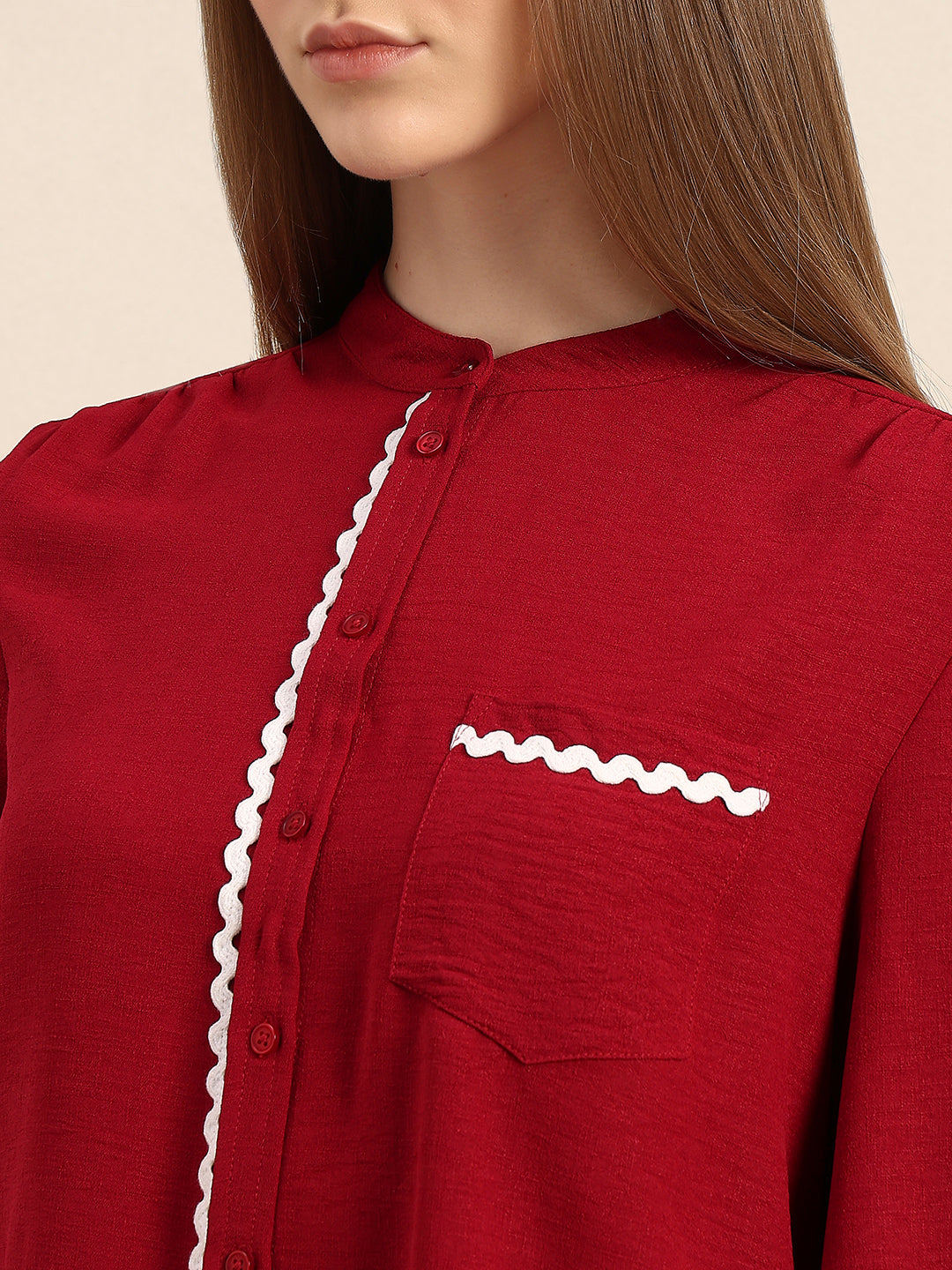 Mandarin Collar Cotton Shirt