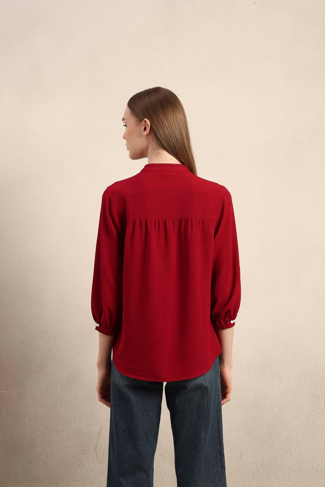 Mandarin Collar Cotton Shirt