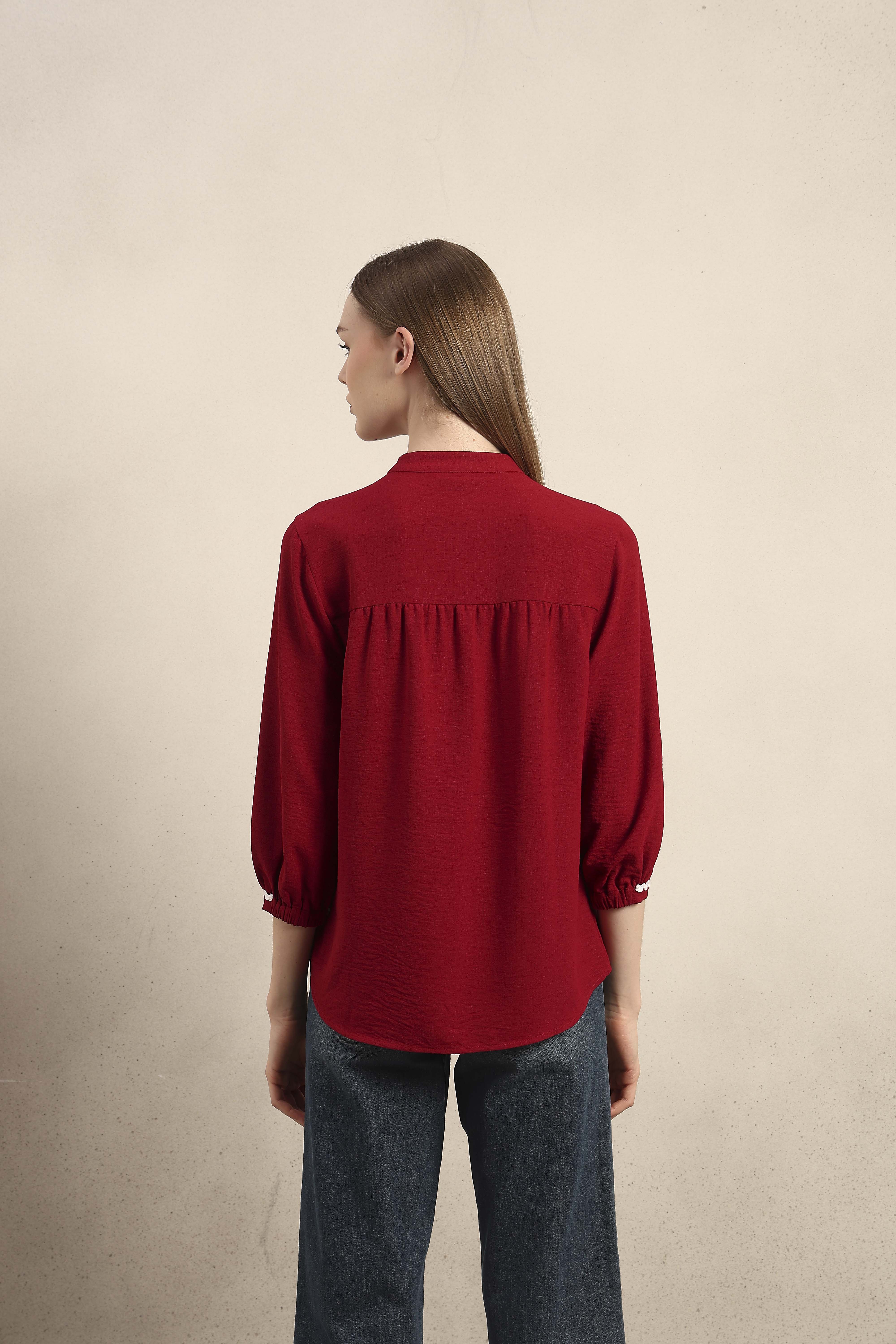 Mandarin Collar Cotton Shirt