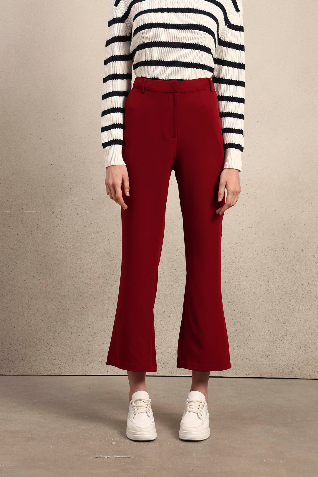 High Rise Bootcut Pants - Maroon