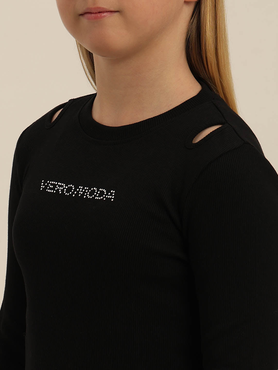 GIRLS Black Cut-Out Top