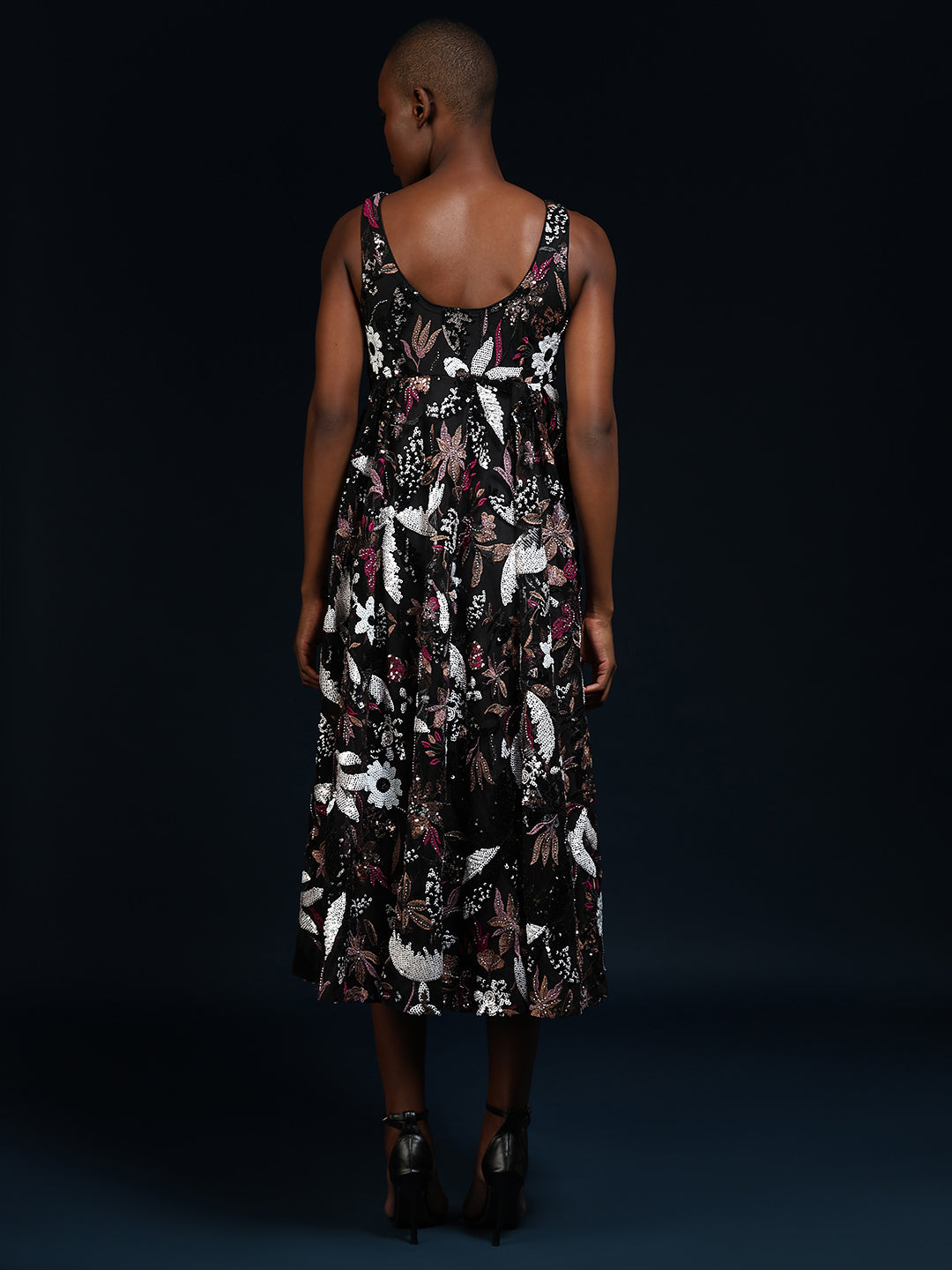 Marquee Black Floral Midi Dress