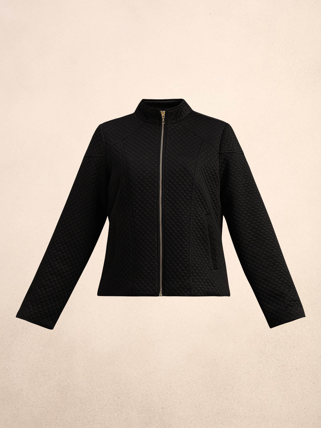 Black Quilted Zip Jacket