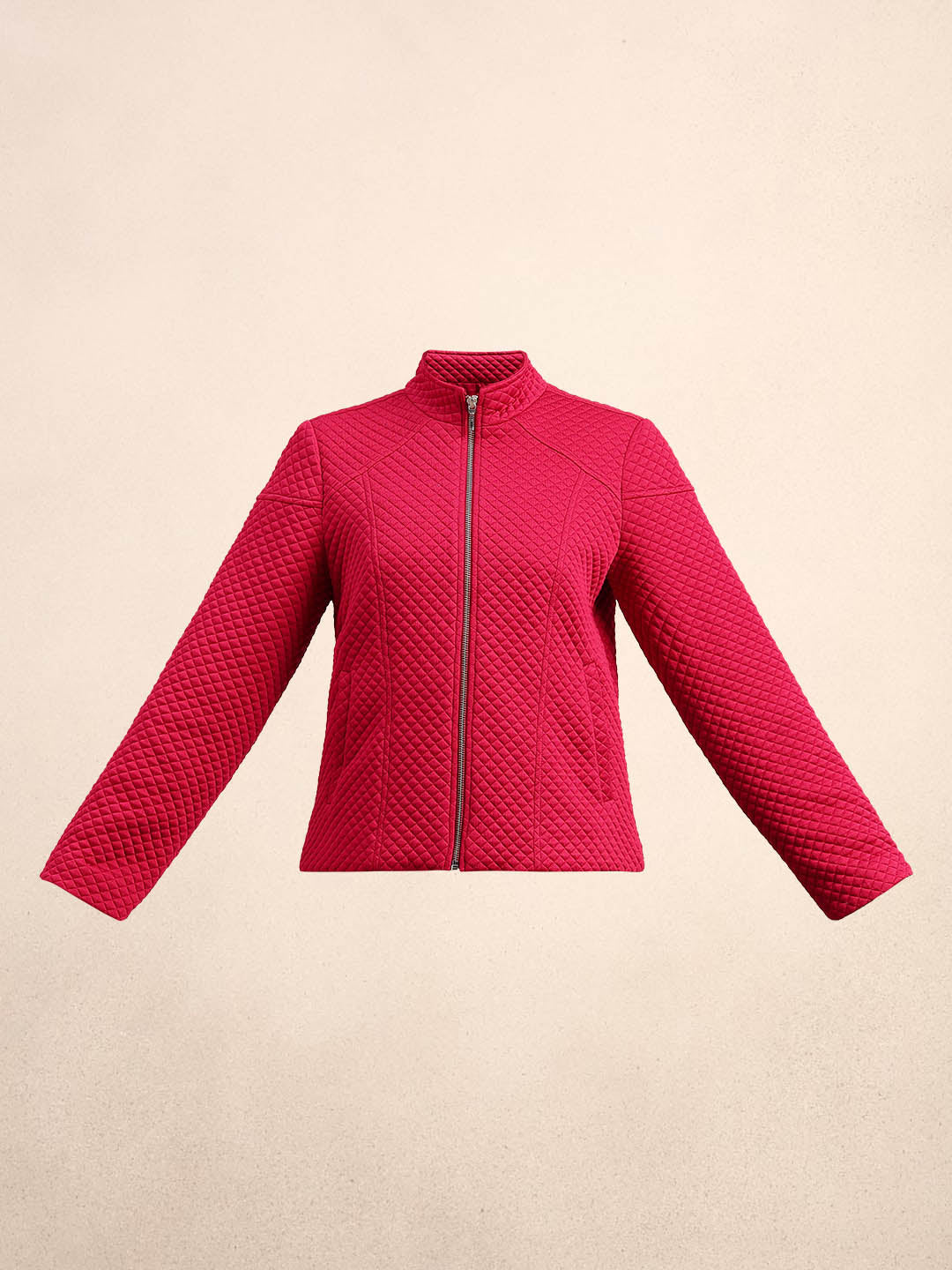Berry Red Quilted Zip Jacket