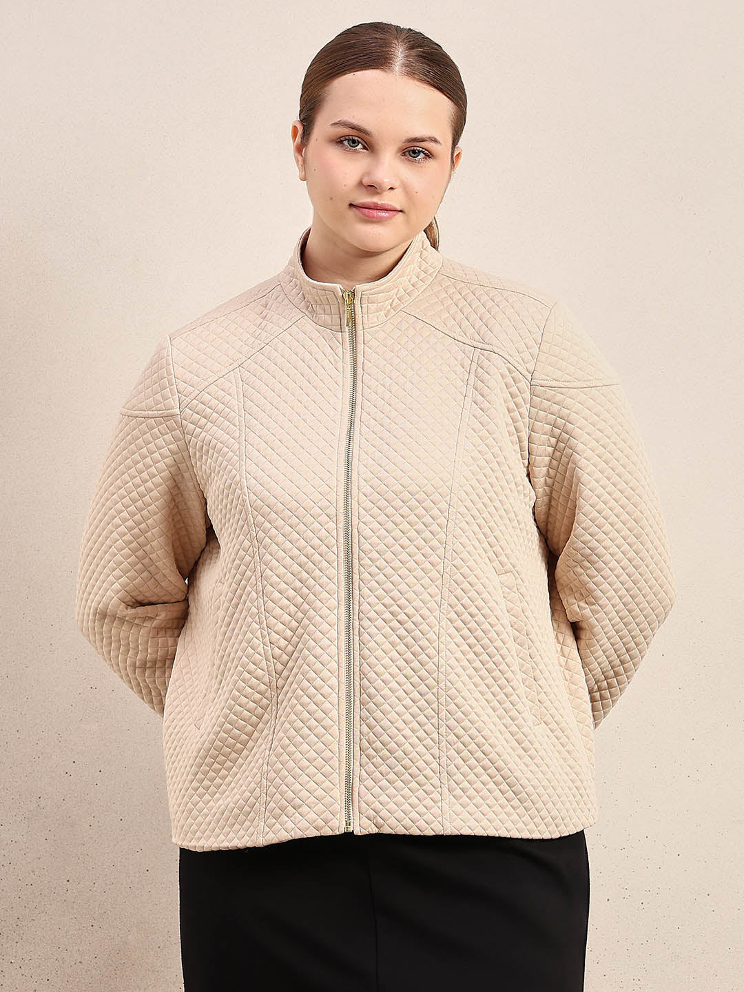CURVE Beige Quilted Jacket