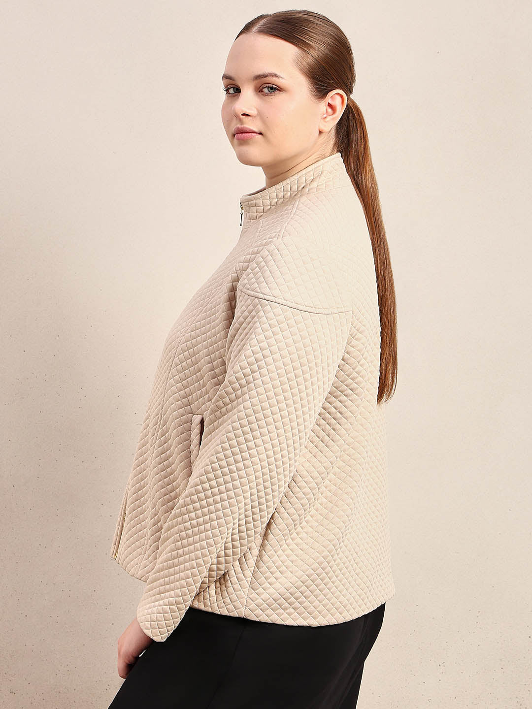 CURVE Beige Quilted Jacket
