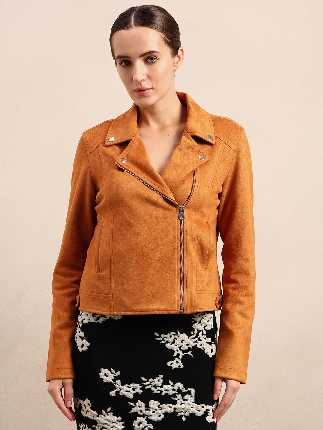 Faux Suede Biker Jacket