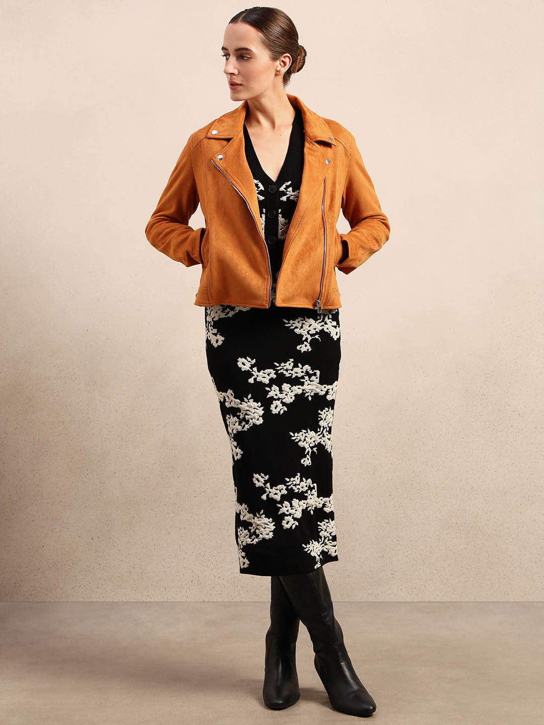 Faux Suede Biker Jacket