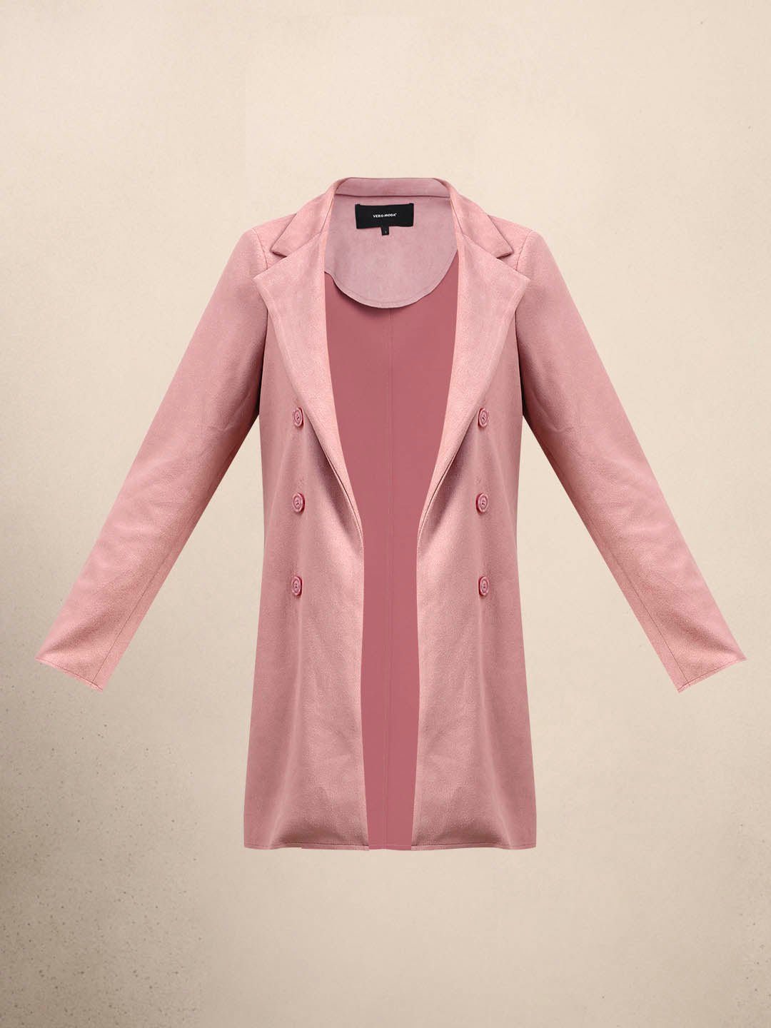 Pink Long Faux Suede Coat