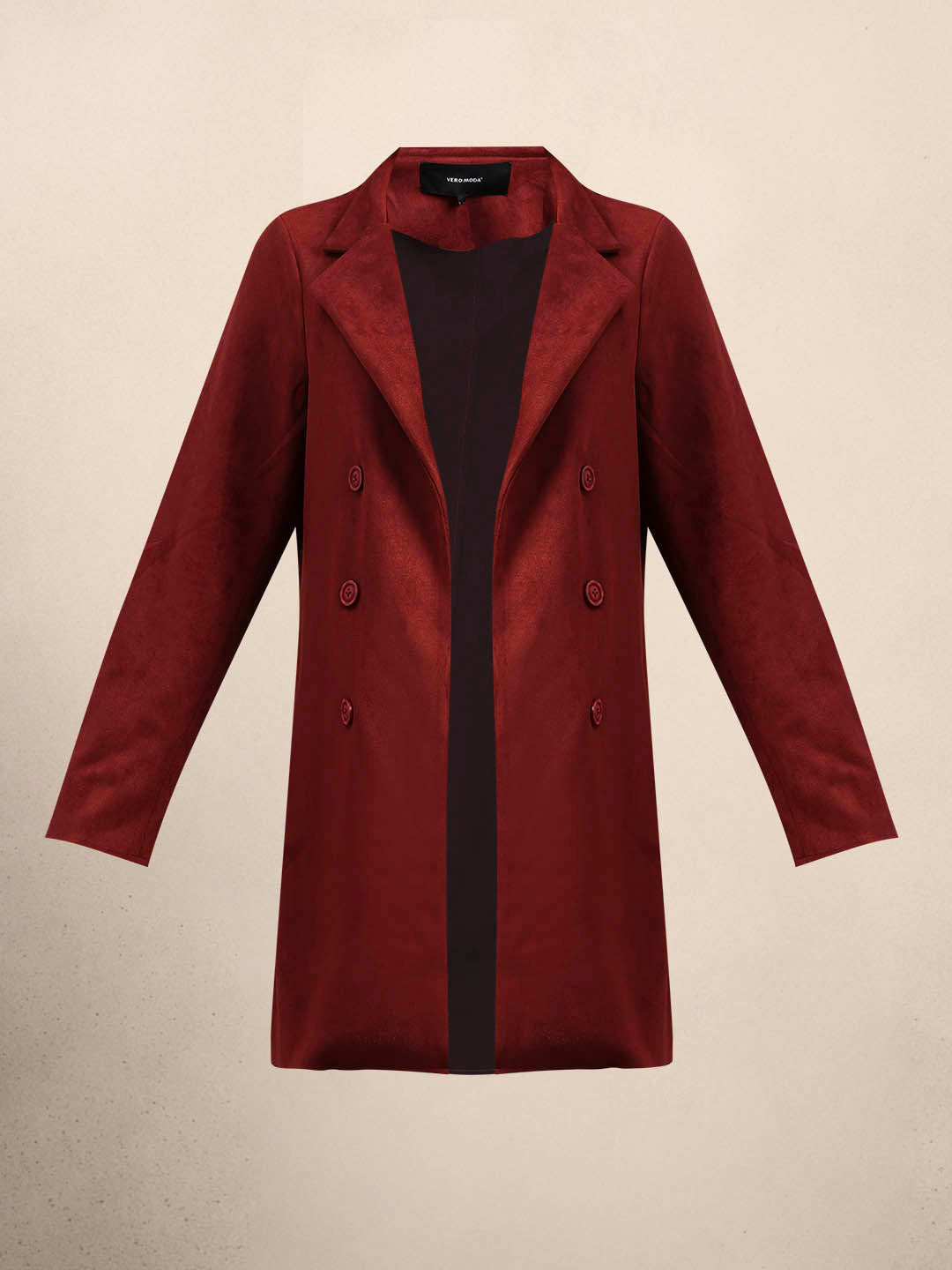 Reddish Brown Long Faux Suede Coat