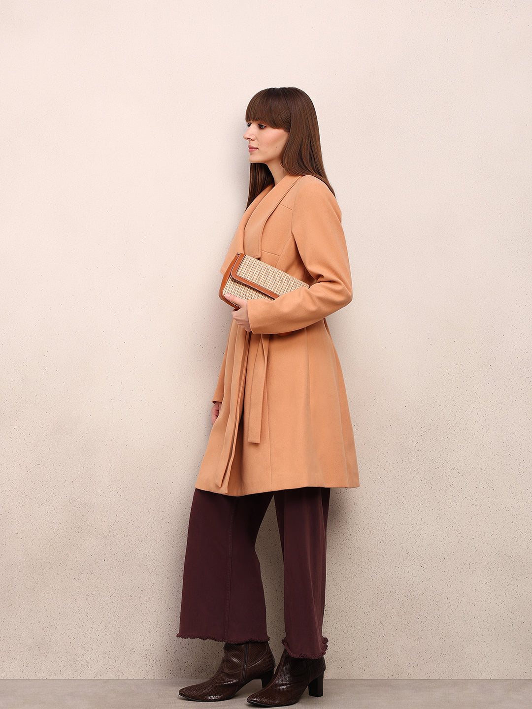 Belted Felt Wrap Coat - XS