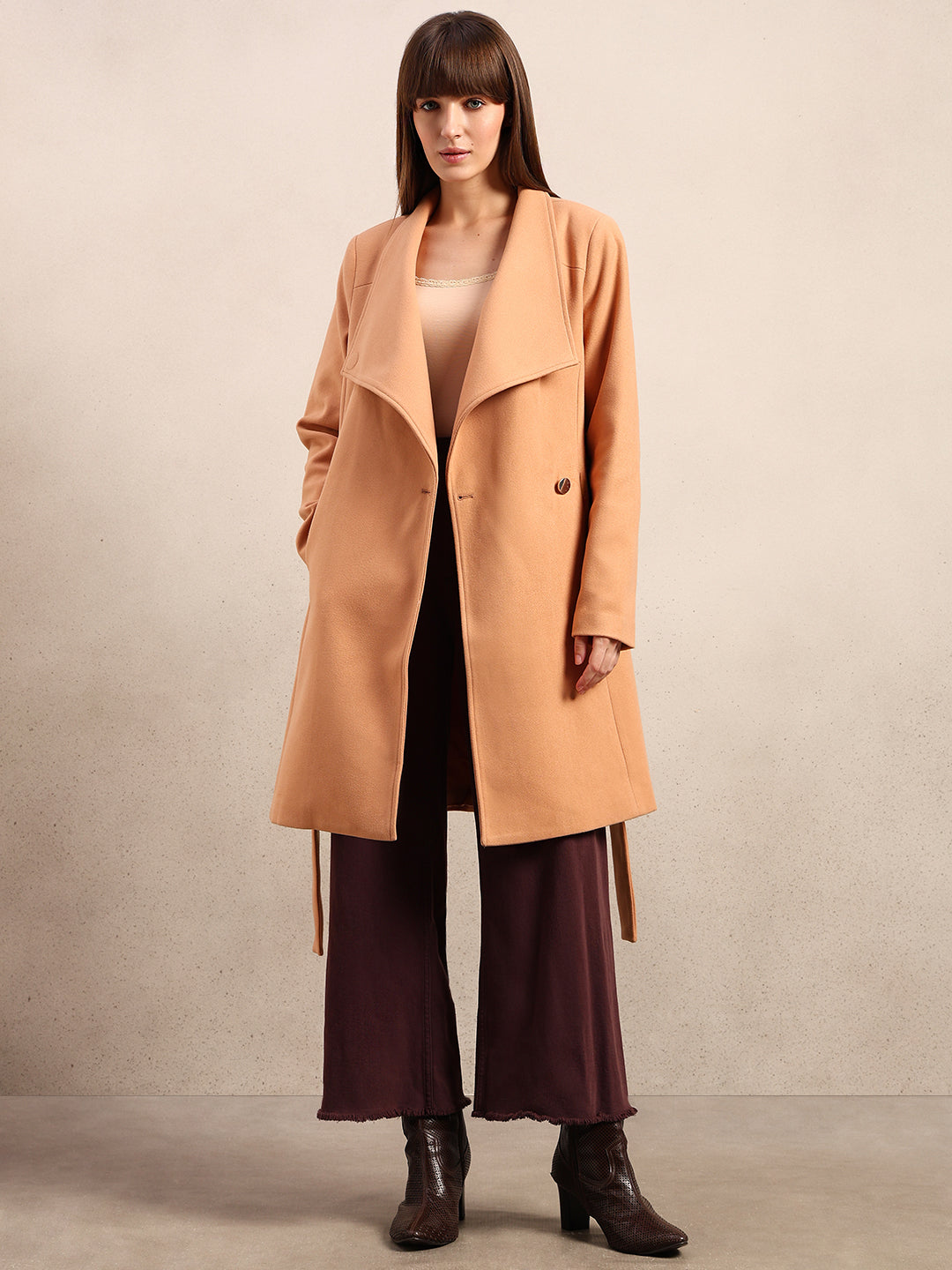 Belted Felt Wrap Coat