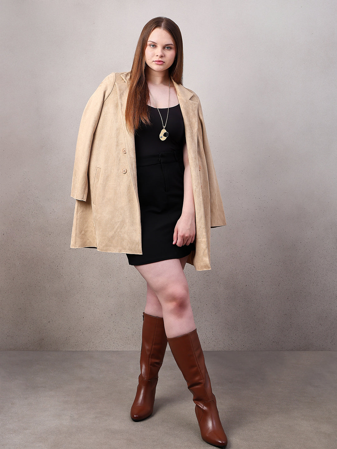 CURVE Brown Suede Overcoat