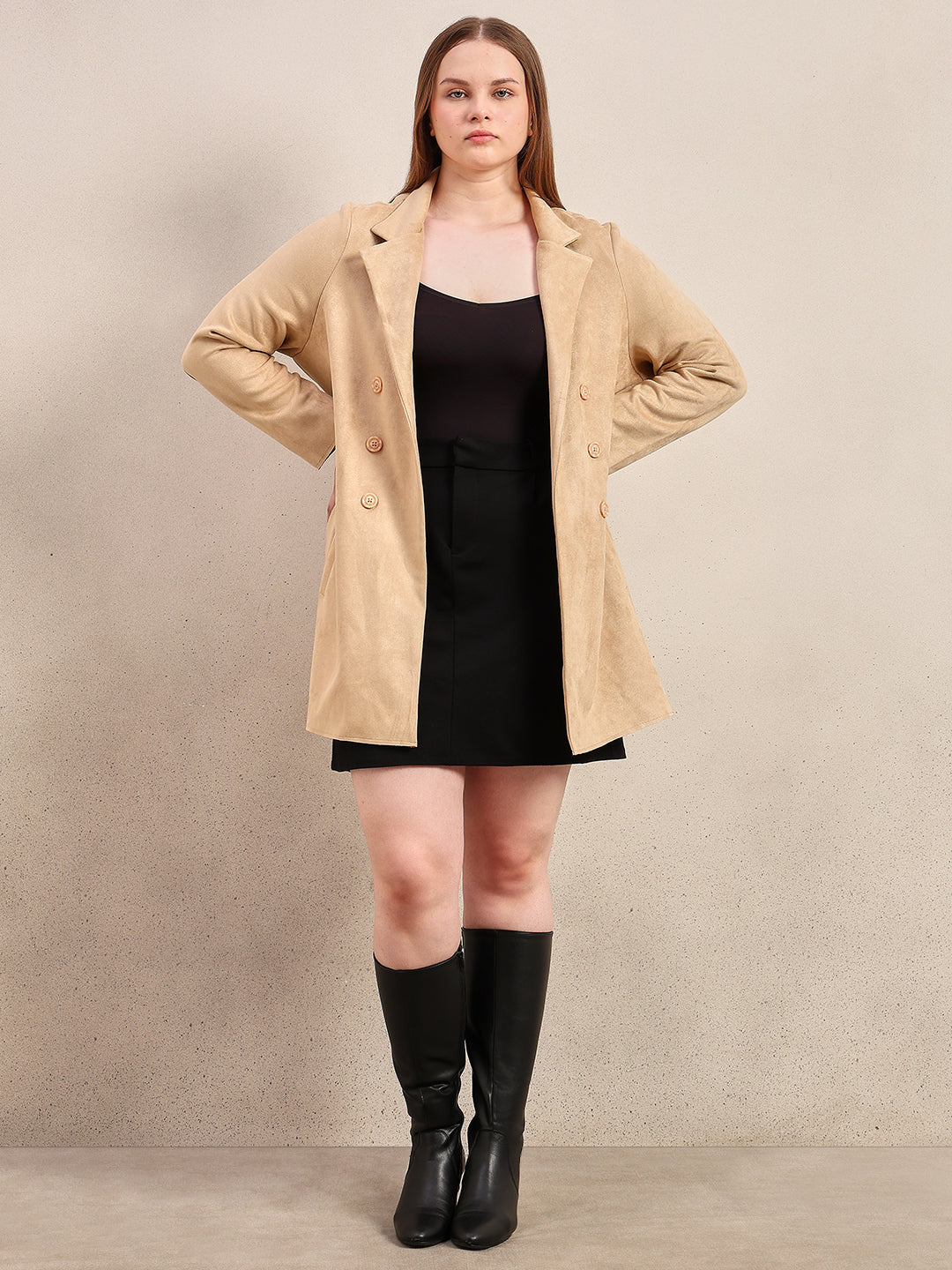 CURVE Brown Suede Overcoat